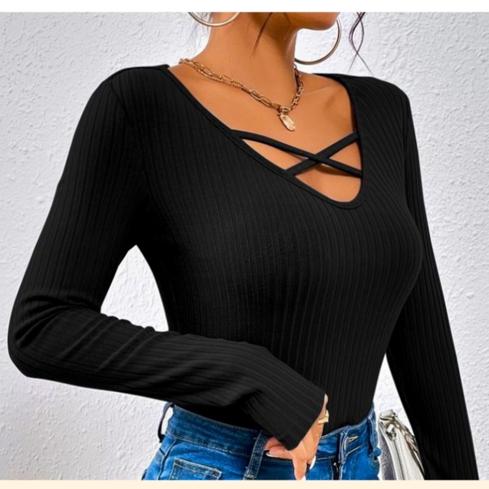 Hollister Criss Cross Ribbed Long Sleeve